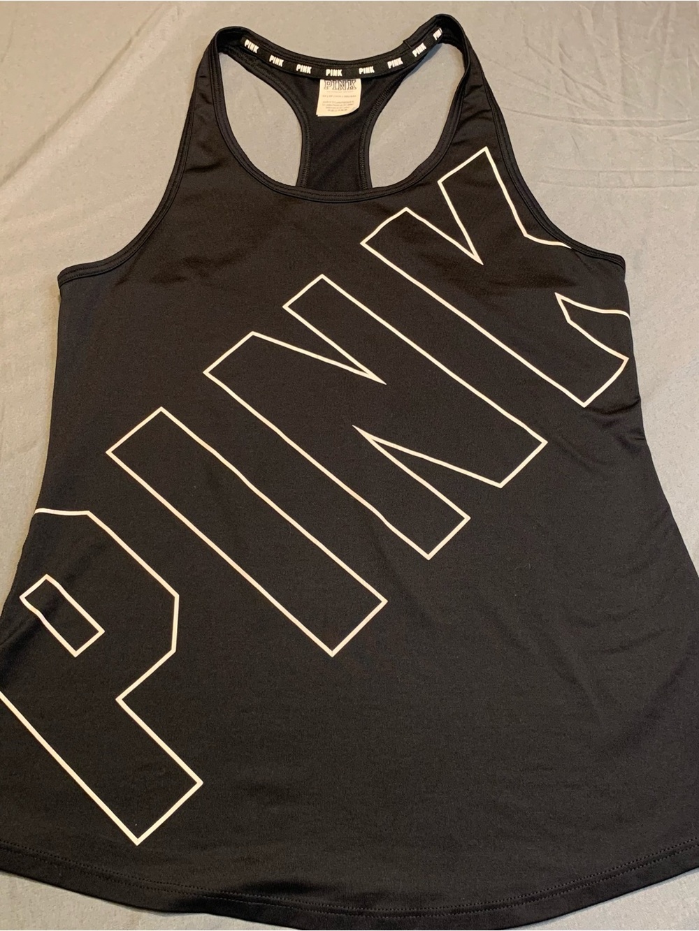 Victoria's Secret PINK Ultimate Racerback Athletic Tank Top, Black, Size XS